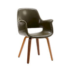 Juego de 2 sillas de comedor, piel sintética, patas de madera curvada – Azul / Verde / Blanco / Negro
