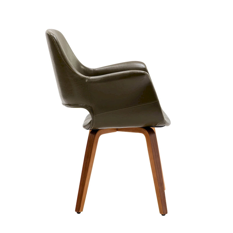 Juego de 2 sillas de comedor, piel sintética, patas de madera curvada – Azul / Verde / Blanco / Negro