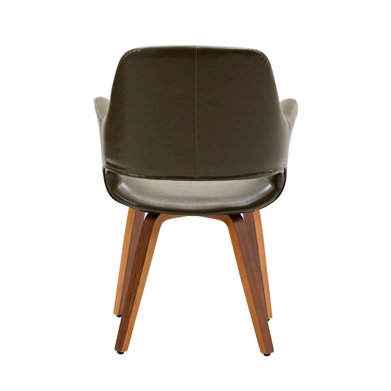 Juego de 2 sillas de comedor, piel sintética, patas de madera curvada – Azul / Verde / Blanco / Negro