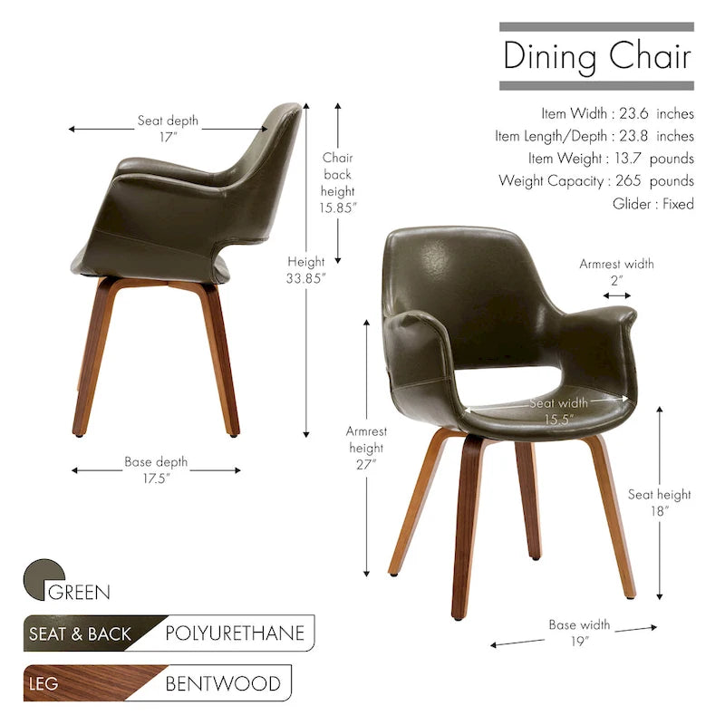 Juego de 2 sillas de comedor, piel sintética, patas de madera curvada – Azul / Verde / Blanco / Negro