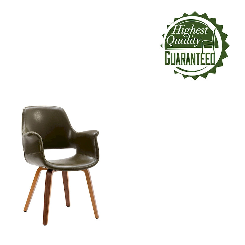 Juego de 2 sillas de comedor, piel sintética, patas de madera curvada – Azul / Verde / Blanco / Negro