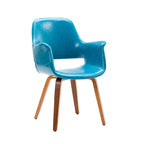 Juego de 2 sillas de comedor, piel sintética, patas de madera curvada – Azul / Verde / Blanco / Negro
