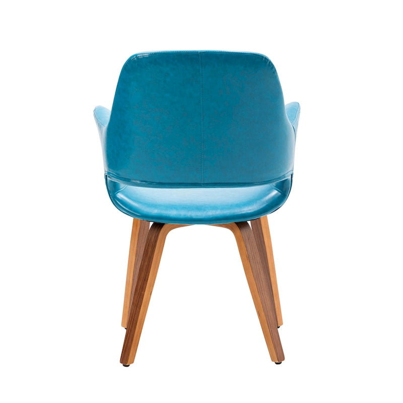 Juego de 2 sillas de comedor, piel sintética, patas de madera curvada – Azul / Verde / Blanco / Negro