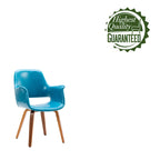 Juego de 2 sillas de comedor, piel sintética, patas de madera curvada – Azul / Verde / Blanco / Negro