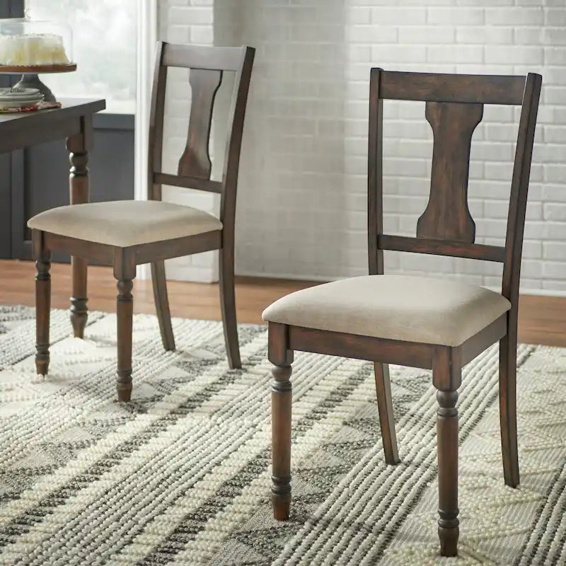 Silla de comedor rústica, juego de 2 – Gris desgastado / Marrón rústico / Madera de deriva