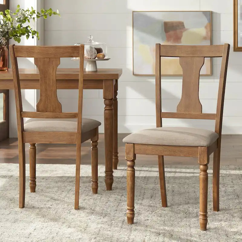 Silla de comedor rústica, juego de 2 – Gris desgastado / Marrón rústico / Madera de deriva