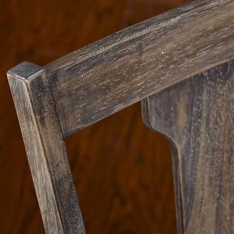 Silla de comedor rústica, juego de 2 – Gris desgastado / Marrón rústico / Madera de deriva