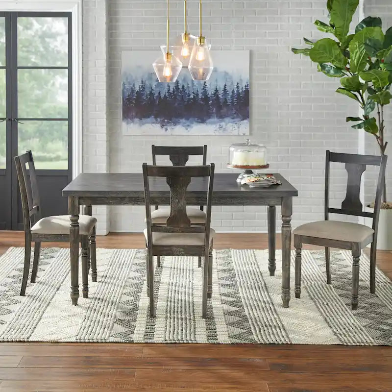 Silla de comedor rústica, juego de 2 – Gris desgastado / Marrón rústico / Madera de deriva