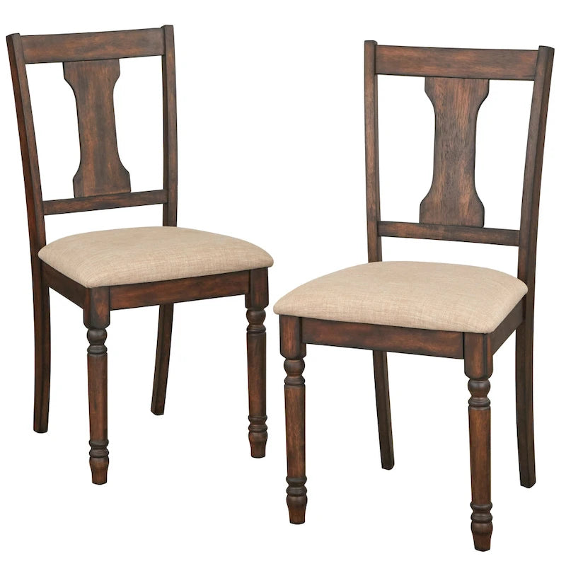 Silla de comedor rústica, juego de 2 – Gris desgastado / Marrón rústico / Madera de deriva