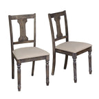 Silla de comedor rústica, juego de 2 – Gris desgastado / Marrón rústico / Madera de deriva