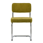 Silla de comedor de pana con patas cromadas, juego de 2 – Mostaza / Gris / Verde