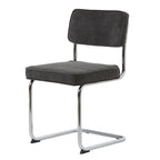 Silla de comedor de pana con patas cromadas, juego de 2 – Mostaza / Gris / Verde