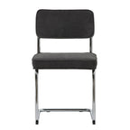 Silla de comedor de pana con patas cromadas, juego de 2 – Mostaza / Gris / Verde