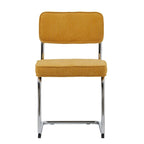 Silla de comedor de pana con patas cromadas, juego de 2 – Mostaza / Gris / Verde