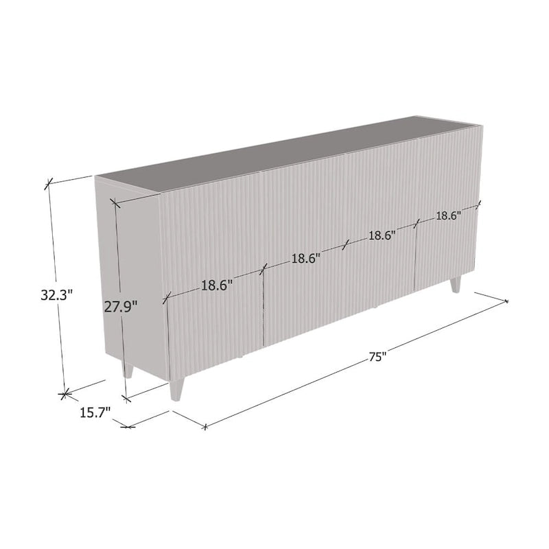 Aparador de 4 puertas en negro/blanco/roble mate – 1 unidad