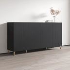 Aparador de 4 puertas en negro/blanco/roble mate – 1 unidad