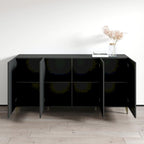 Aparador de 4 puertas en negro/blanco/roble mate – 1 unidad