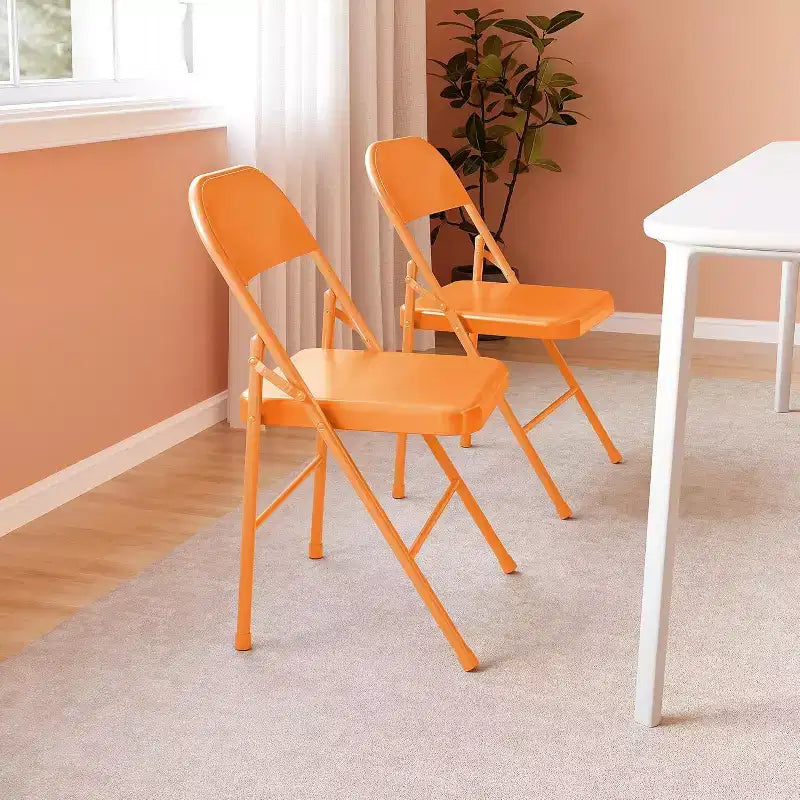 8-piece set of all-steel folding chairs with backrests, heavy-duty metal foldable dining chair set, 350 lbs capacity, suitable for indoor and outdoor