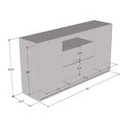 Aparador de 160 cm de Roble Blanco/Negro, Alto Brillo, con Iluminación LED y 2 Puertas