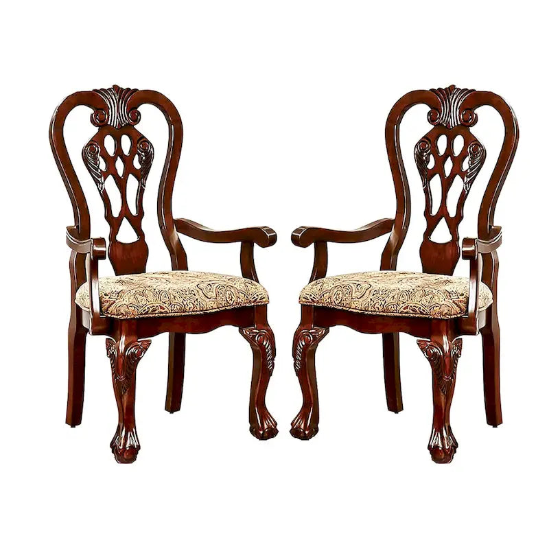 Juego de 2 sillones de tela tradicionales Cherry Brown