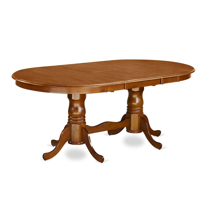 Mesa de comedor ovalada con pedestal doble y extensible tipo mariposa – Blanco/Cerezo, Marrón Silla o Negro/Cerezo – Capacidad hasta 6 personas