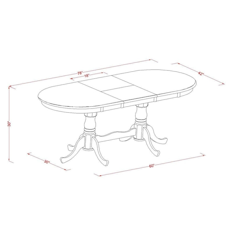 Mesa de comedor ovalada con pedestal doble y extensible tipo mariposa – Blanco/Cerezo, Marrón Silla o Negro/Cerezo – Capacidad hasta 6 personas