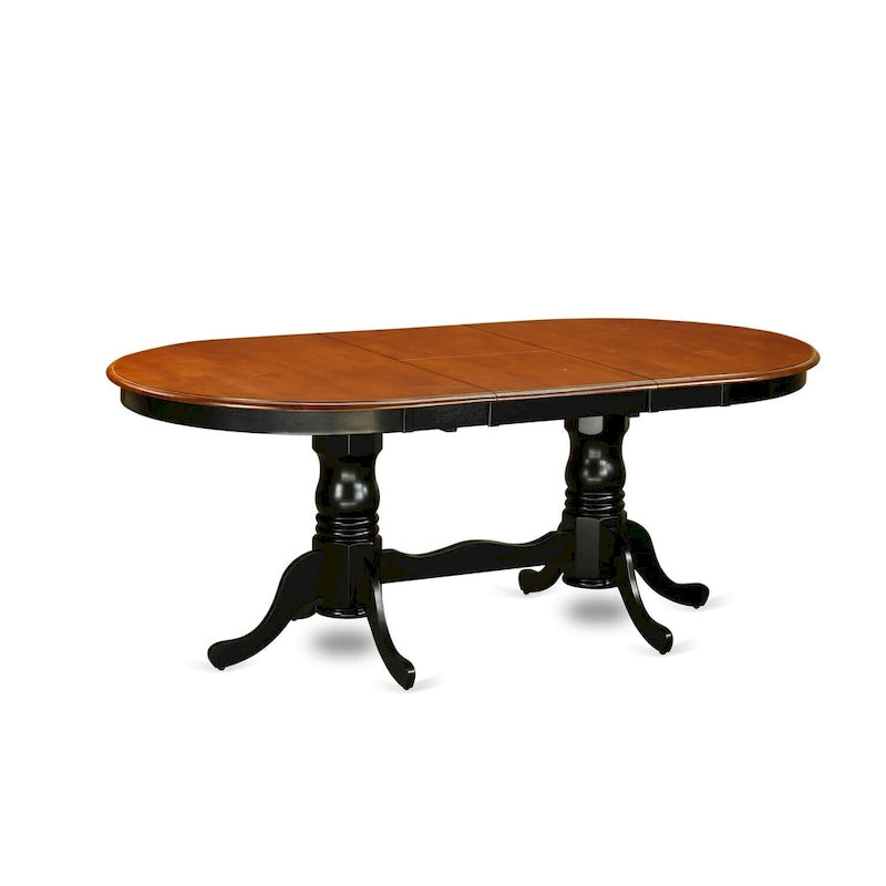 Mesa de comedor ovalada con pedestal doble y extensible tipo mariposa – Blanco/Cerezo, Marrón Silla o Negro/Cerezo – Capacidad hasta 6 personas