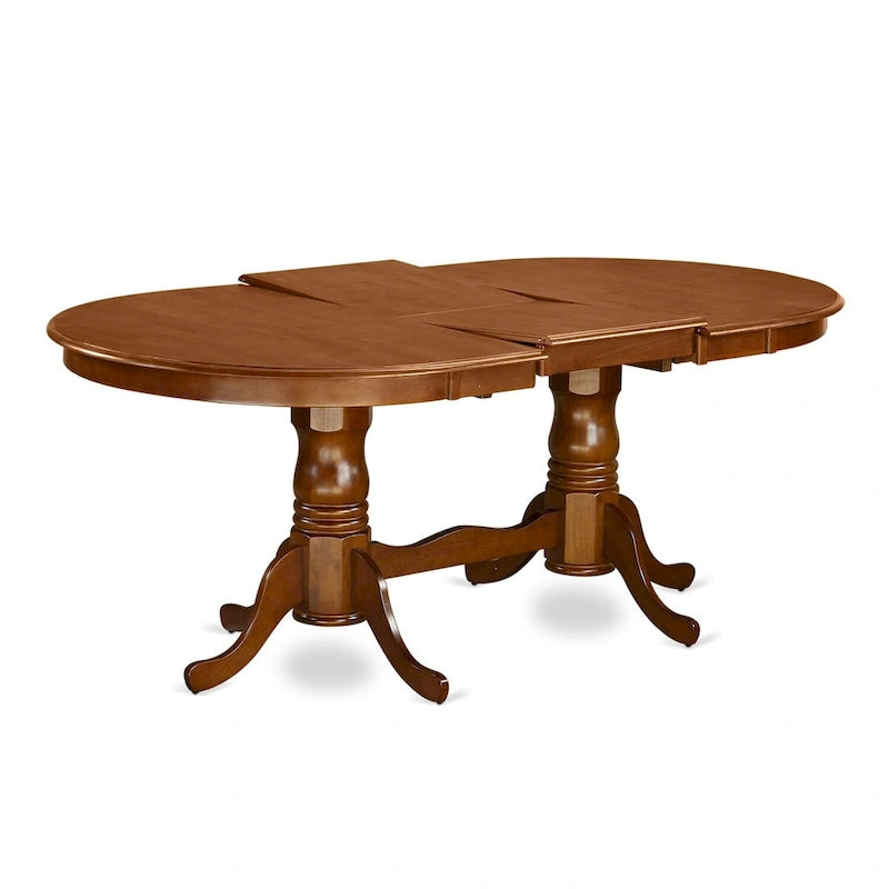Mesa de comedor ovalada con pedestal doble y extensible tipo mariposa – Blanco/Cerezo, Marrón Silla o Negro/Cerezo – Capacidad hasta 6 personas