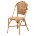 Silla de comedor individual de ratán bohemio marrón natural
