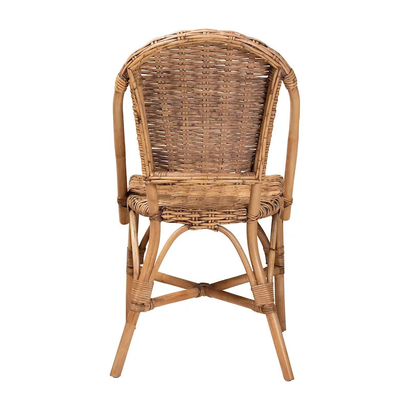 Silla de comedor individual de ratán bohemio marrón natural