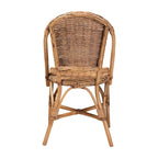 Silla de comedor individual de ratán bohemio marrón natural