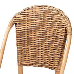 Silla de comedor individual de ratán bohemio marrón natural