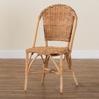 Silla de comedor individual de ratán bohemio marrón natural