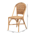 Silla de comedor individual de ratán bohemio marrón natural
