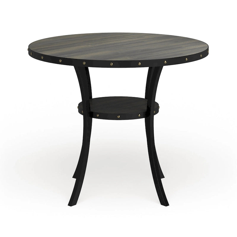 Mesa de comedor redonda marrón para 4-6 personas con altura de encimera