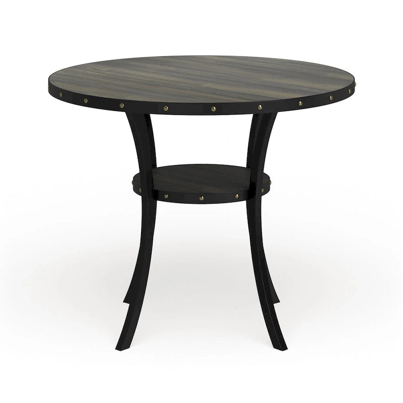 Mesa de comedor redonda marrón para 4-6 personas con altura de encimera