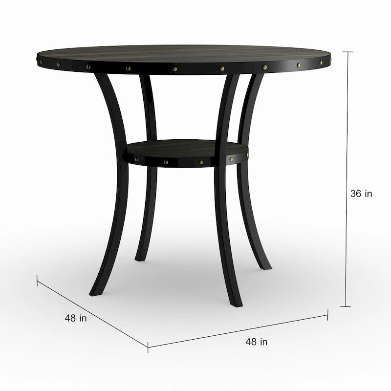 Mesa de comedor redonda marrón para 4-6 personas con altura de encimera