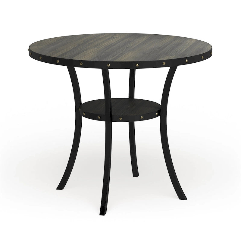 Mesa de comedor redonda marrón para 4-6 personas con altura de encimera