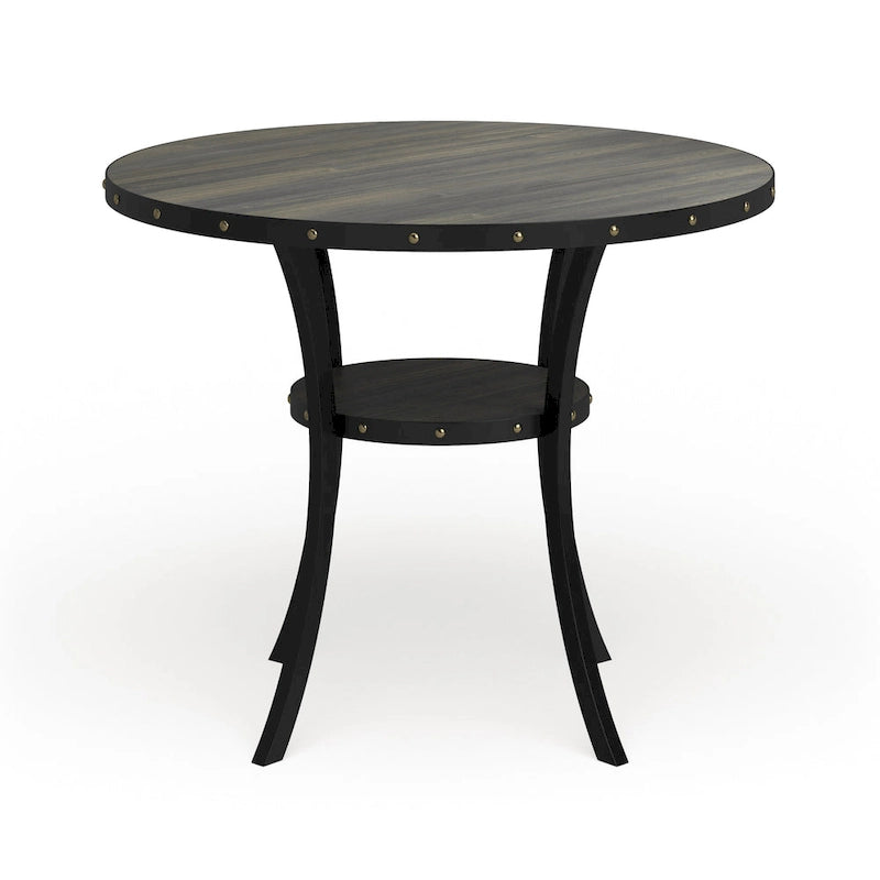 Mesa de comedor redonda marrón para 4-6 personas con altura de encimera