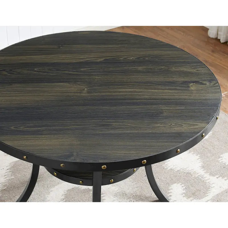 Mesa de comedor redonda marrón para 4-6 personas con altura de encimera