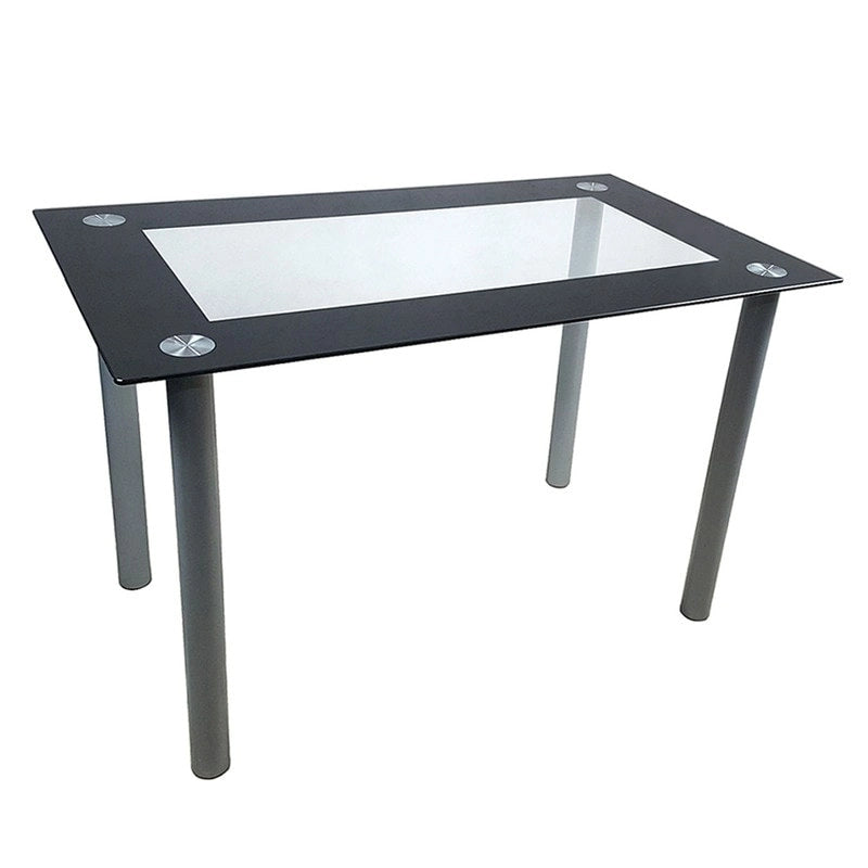Mesa de comedor moderna negra de cristal templado para 2 personas