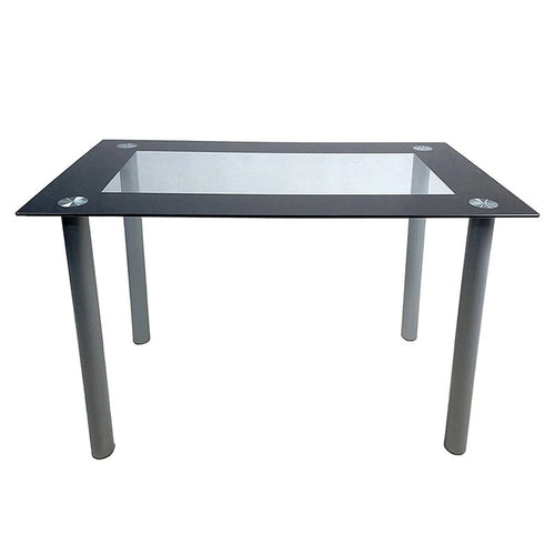 Mesa de comedor moderna negra de cristal templado para 2 personas