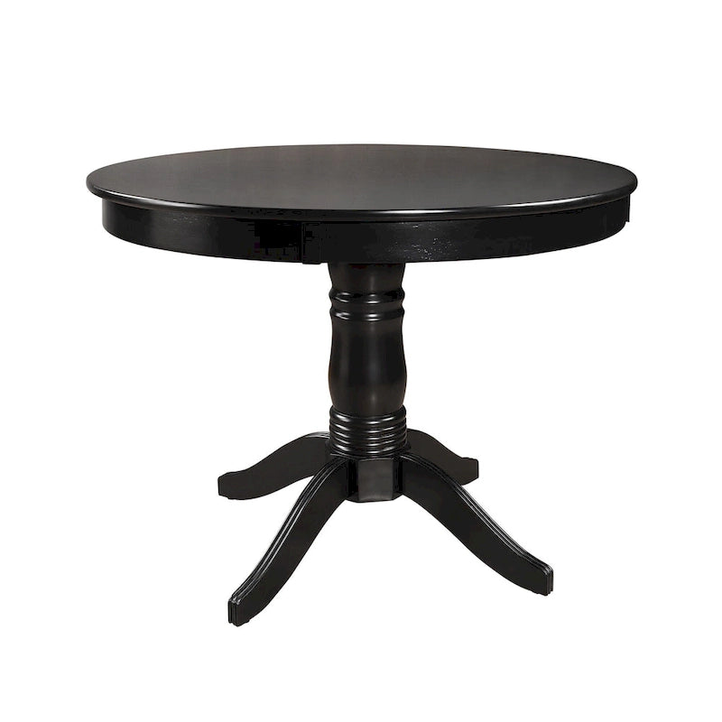 Mesa de comedor de pedestal redonda negra - Estilo clásico, 4 comensales