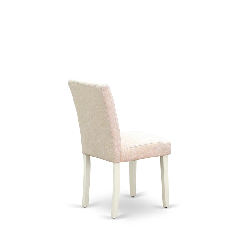 Juego de mesa de comedor East West Furniture - Una mesa de cocina redonda y sillas de tela de lino beige claro, blanco lino (opciones de piezas)