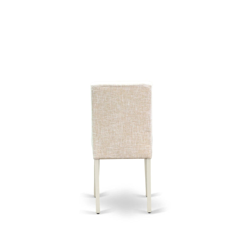 Juego de mesa de comedor East West Furniture - Una mesa de cocina redonda y sillas de tela de lino beige claro, blanco lino (opciones de piezas)