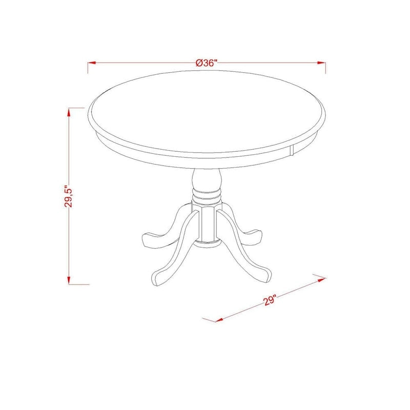 Juego de mesa de comedor East West Furniture - Una mesa de cocina redonda y sillas de tela de lino beige claro, blanco lino (opciones de piezas)