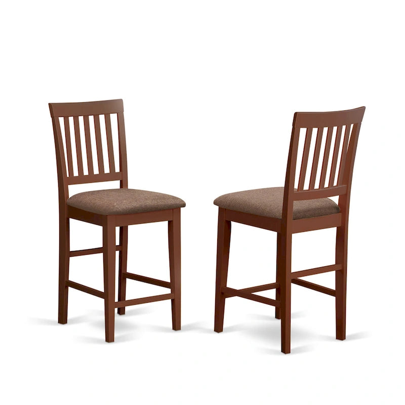 East West Furniture Ensemble de salle à manger 5 pièces hauteur comptoir - une table carrée et 4 chaises de cuisine, Acajou (Options de type d'assise)