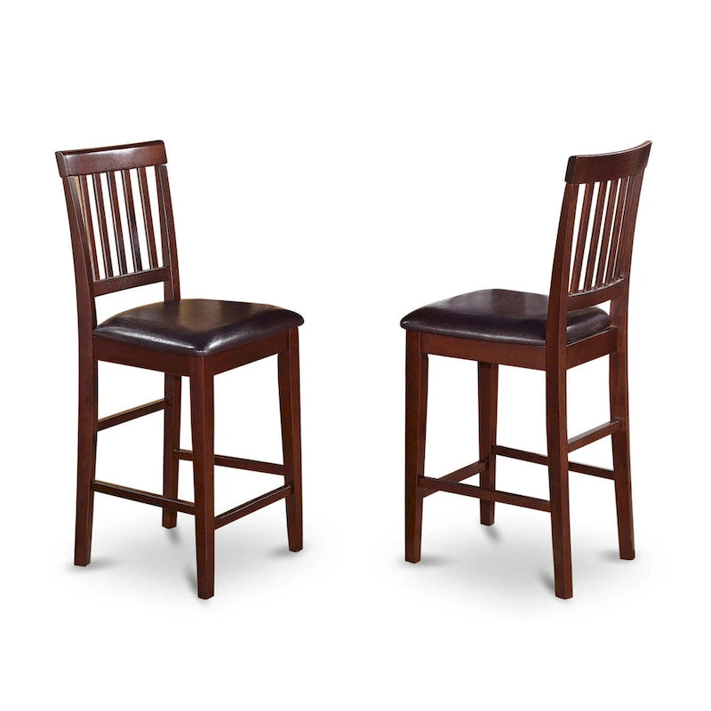 East West Furniture Ensemble de salle à manger 5 pièces hauteur comptoir - une table carrée et 4 chaises de cuisine, Acajou (Options de type d'assise)