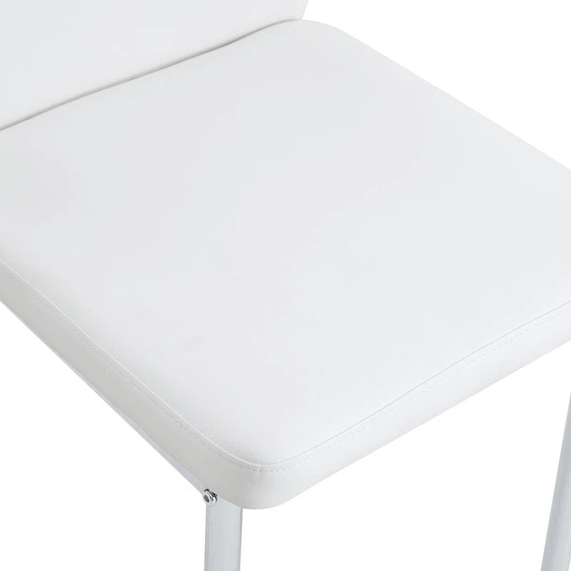 Ensemble de 6 chaises de salle à manger de luxe simples en PU haute résilience avec pieds en métal argenté, chaises d'appoint sans accoudoirs pour cuisine