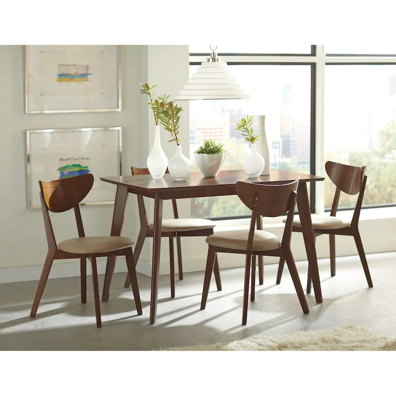Silla de comedor abierta por detrás en color tostado y castaño, juego de 4